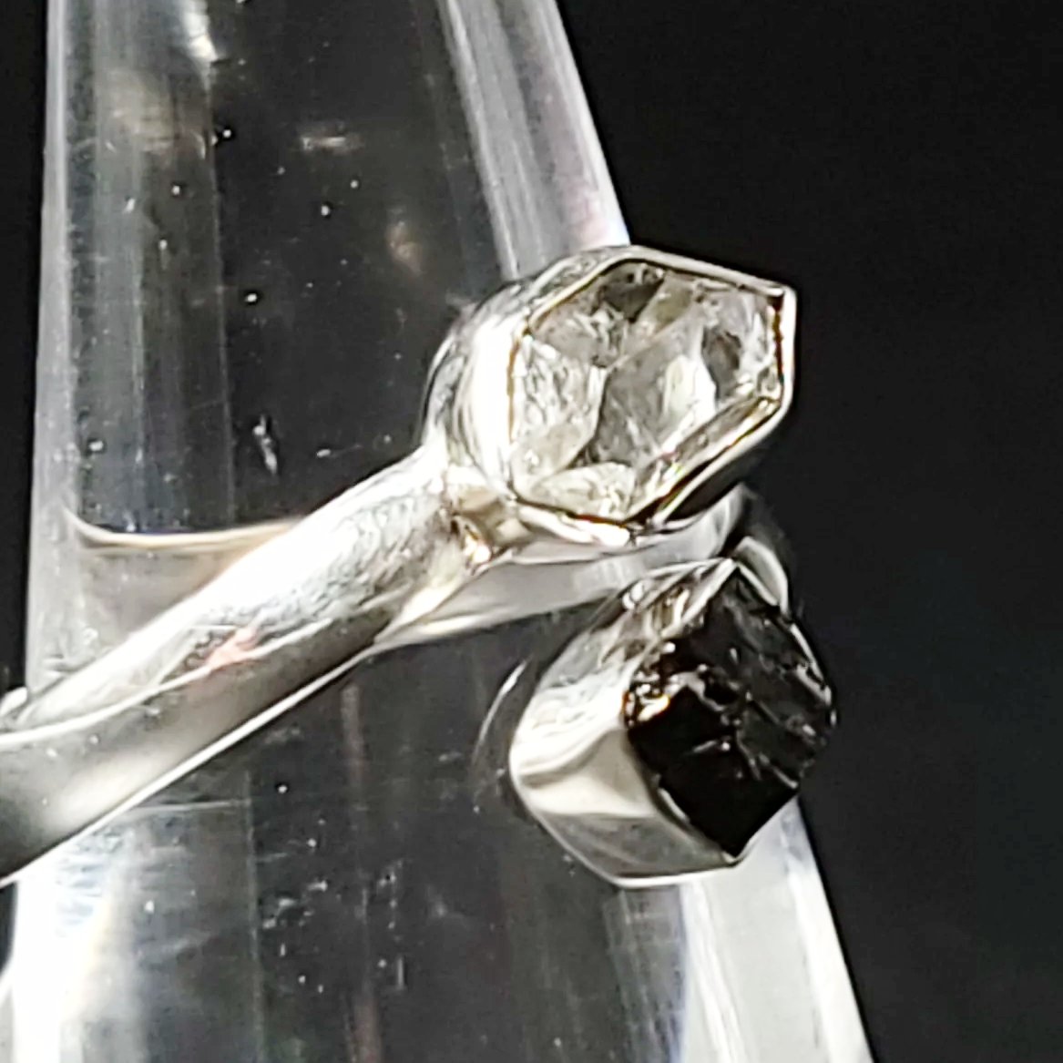 Herkimer Diamond & Shungite Ring Sterling Silver