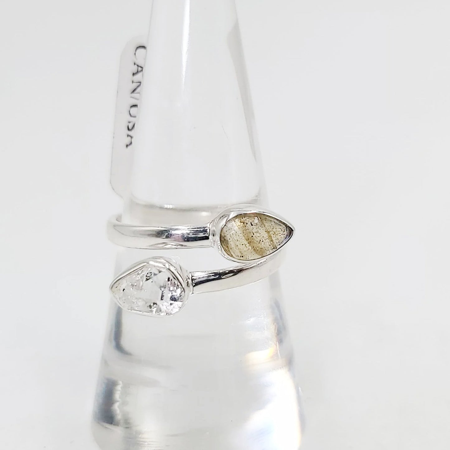 Herkimer Diamond & Labradorite Ring Sterling Silver