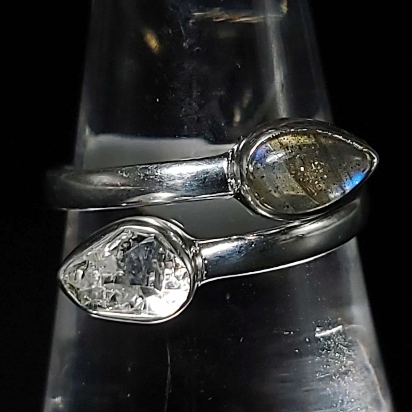 Herkimer Diamond & Labradorite Ring Sterling Silver