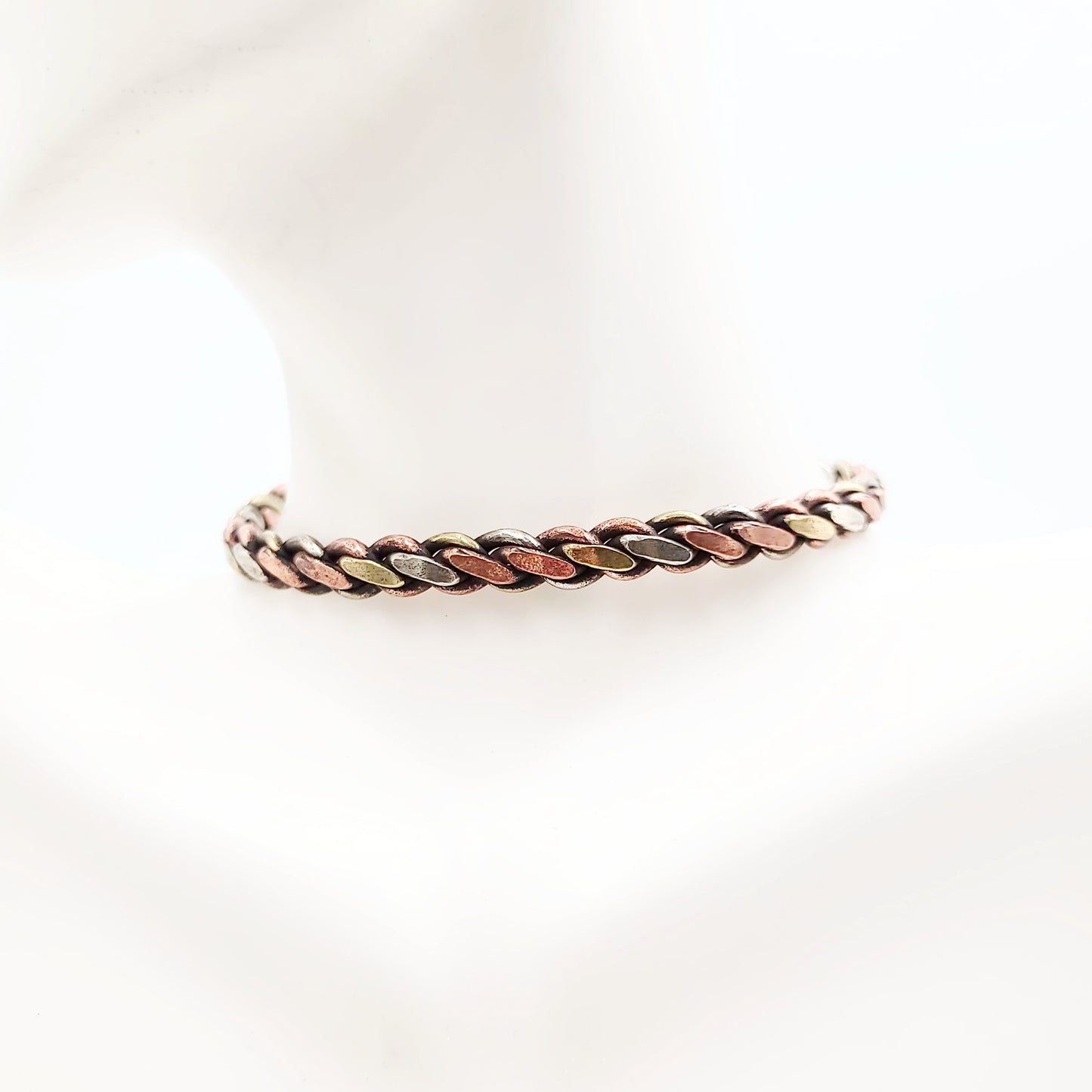 Copper Tri Color Twisted Cuff Bracelet Adjustable