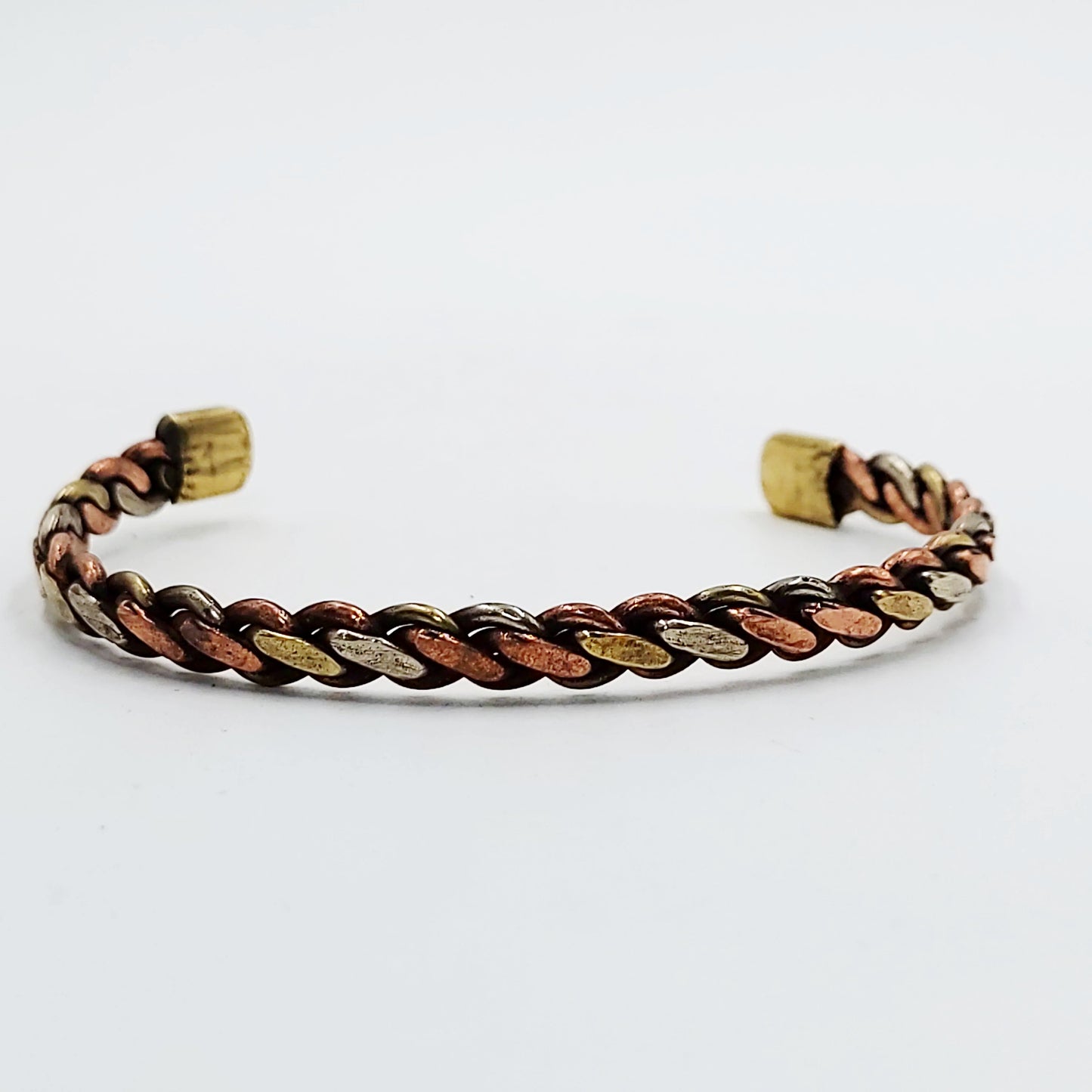 Copper Tri Color Twisted Cuff Bracelet Adjustable