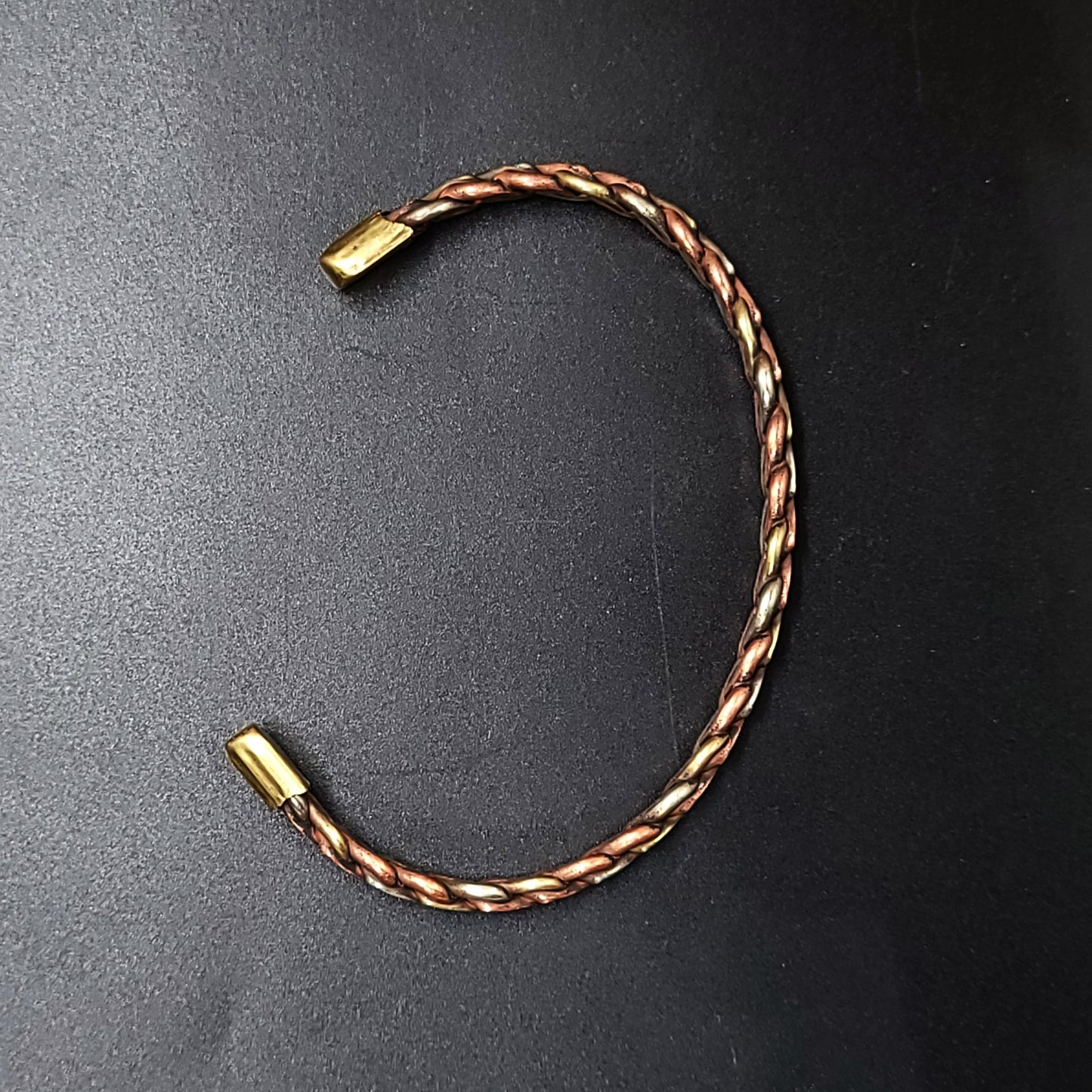 Copper Tri Color Twisted Cuff Bracelet Adjustable