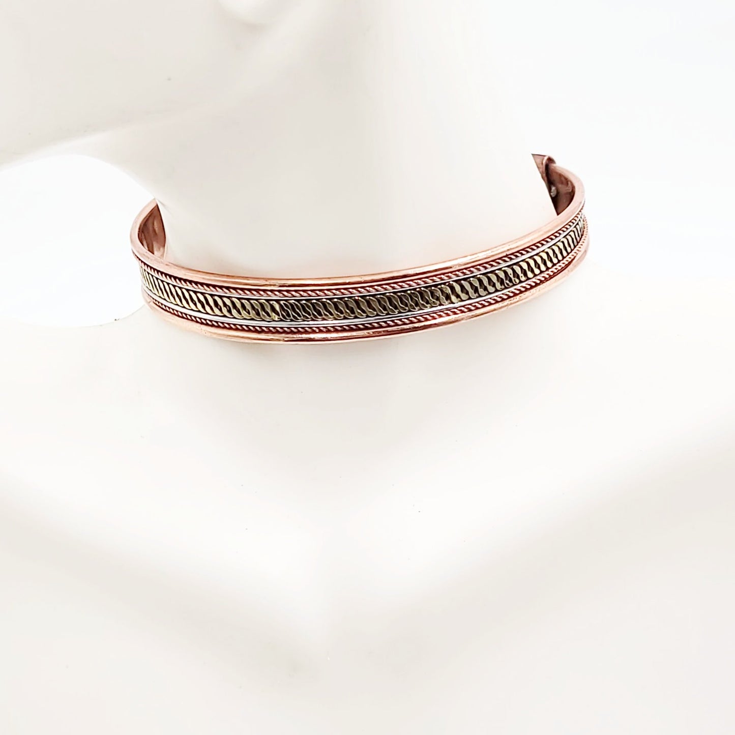 Copper Tri Color Cuff Bracelet Adjustable