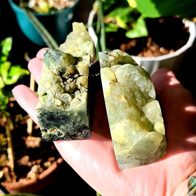 Prehnite w/ Epidote and Rutile Tower Druzy Point