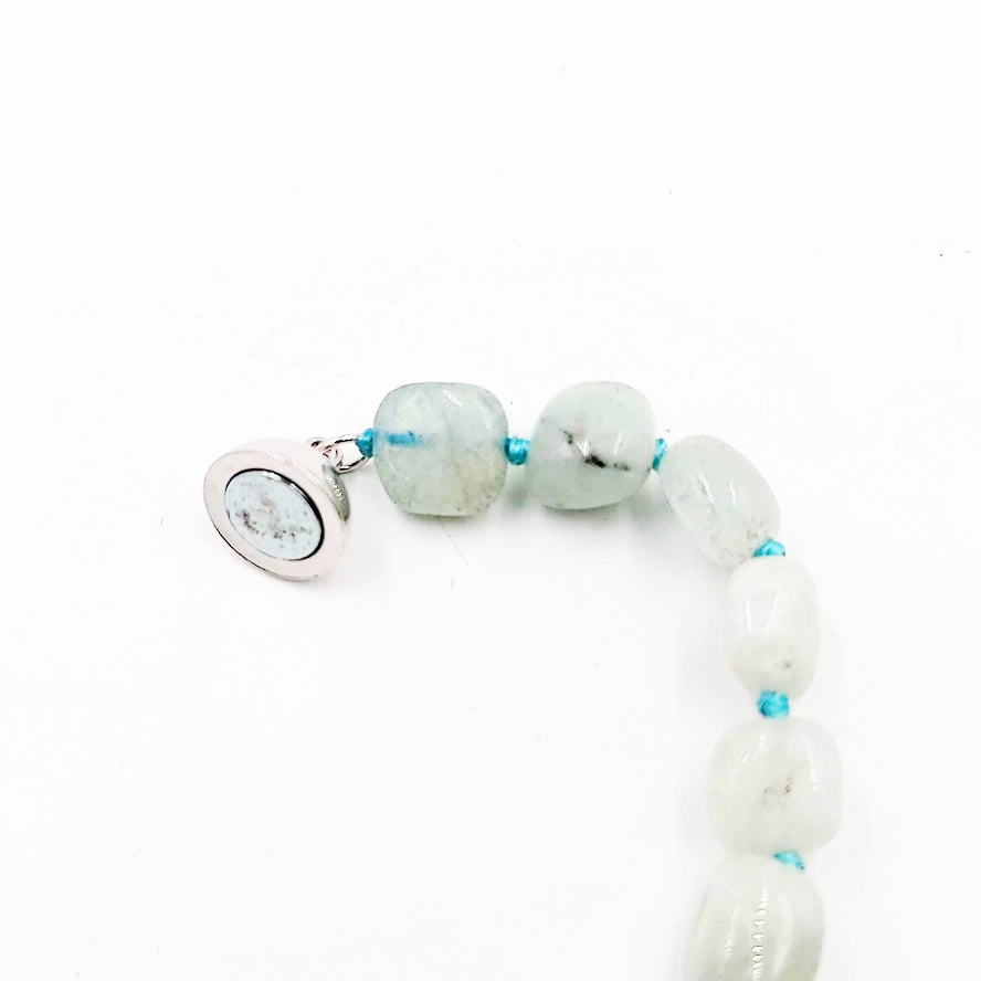 Aquamarine Bead Necklace Tumbled Stones 20" 51cm