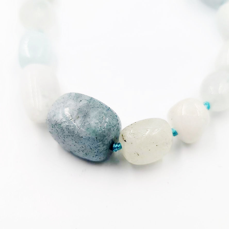 Aquamarine Bead Necklace Tumbled Stones 20" 51cm